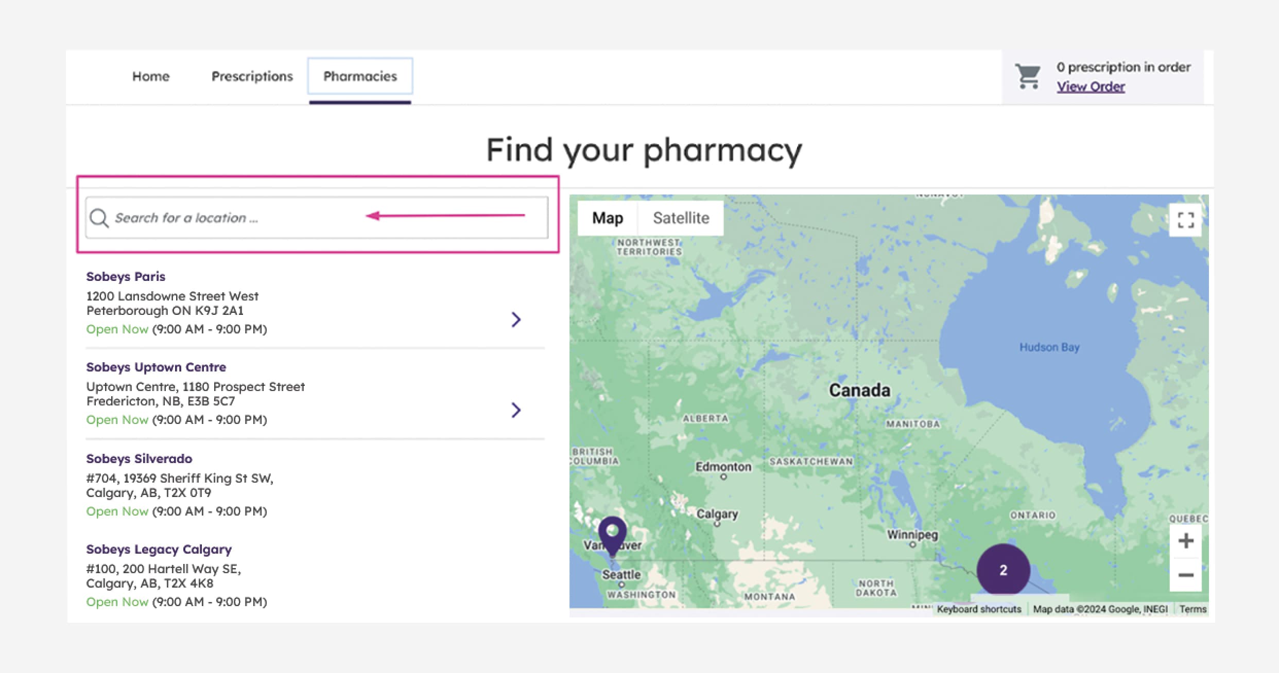 An image showing the process of finding your pharmacy.